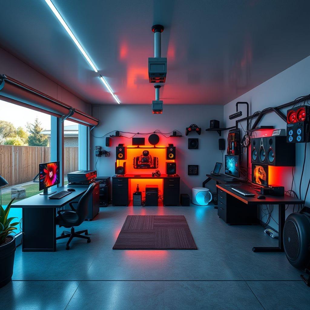 Gaming Room Outdoor Garage design example 4