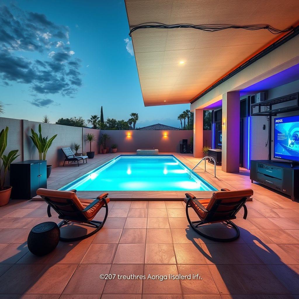 Gaming Room Outdoor Pool Area design example 2