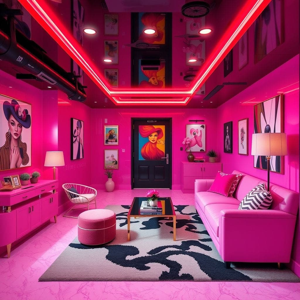 Hot Pink Basement design example 3