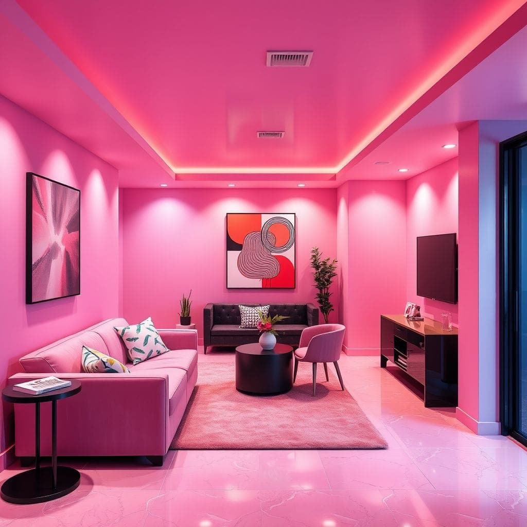 Hot Pink Basement design example 4
