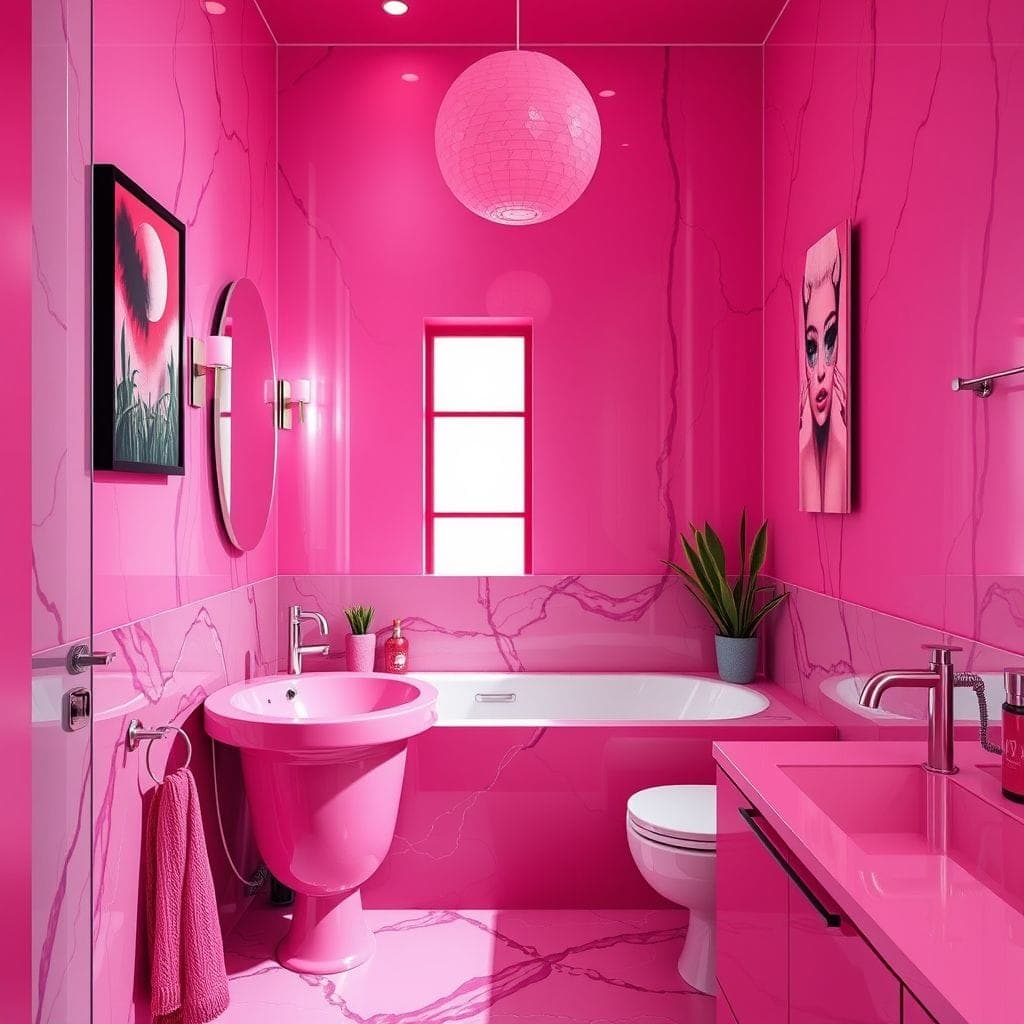 Hot Pink Bathroom design example 1
