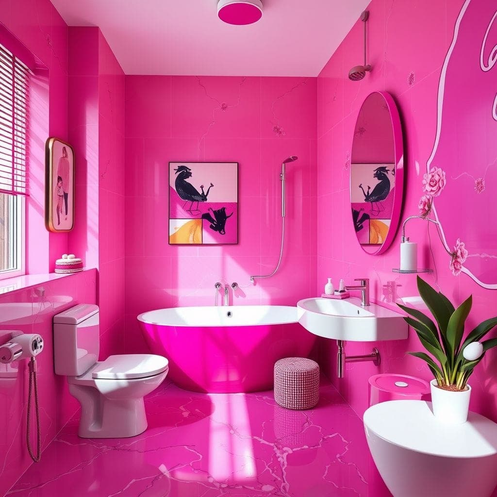 Hot Pink Bathroom design example 4
