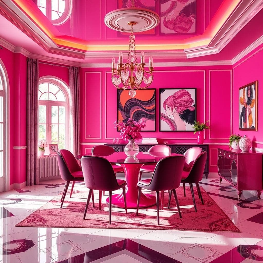 Hot Pink Dining Room design example 3