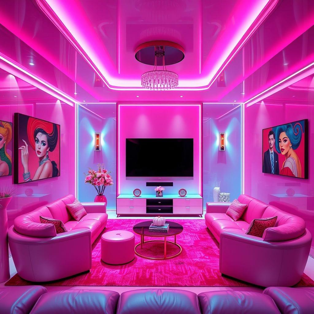 Hot Pink Entertainment Room design example 1