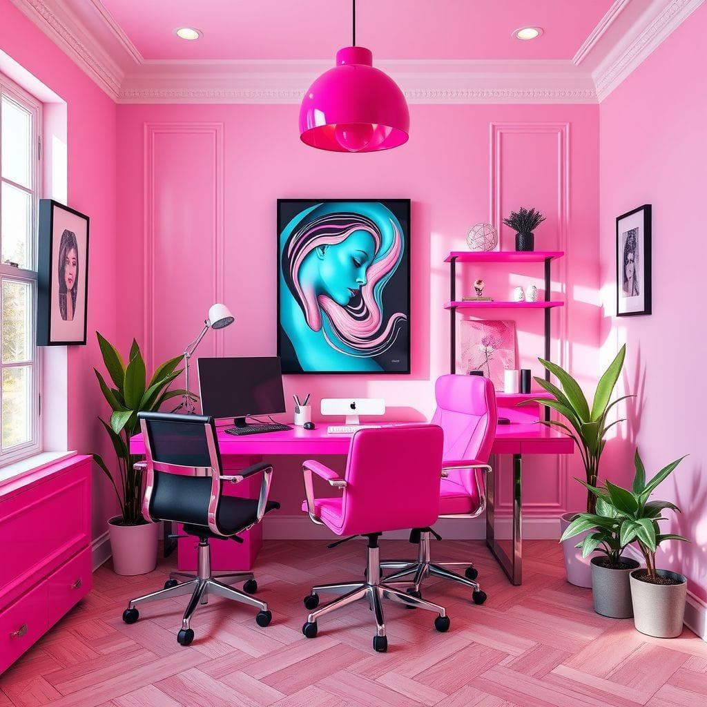 Hot Pink Home Office design example 1