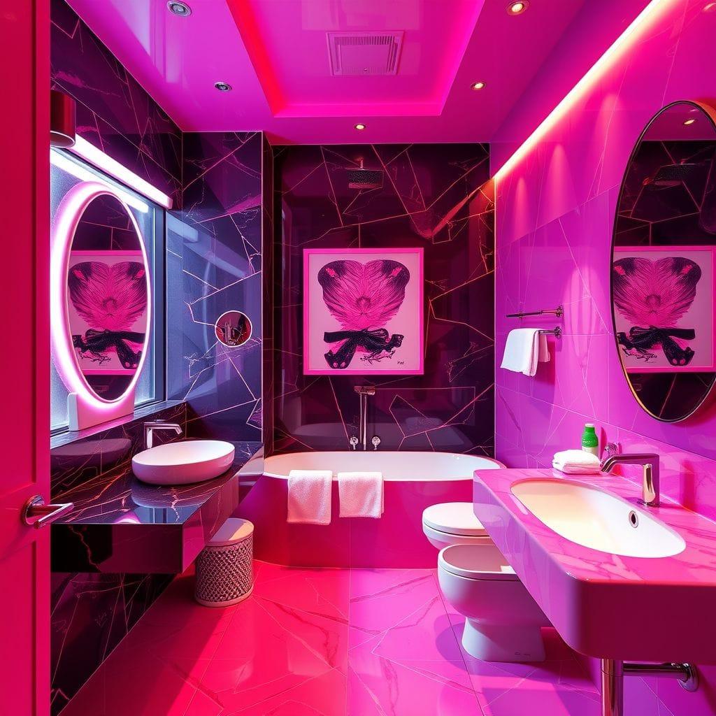 Hot Pink Hotel Bathroom design example 1