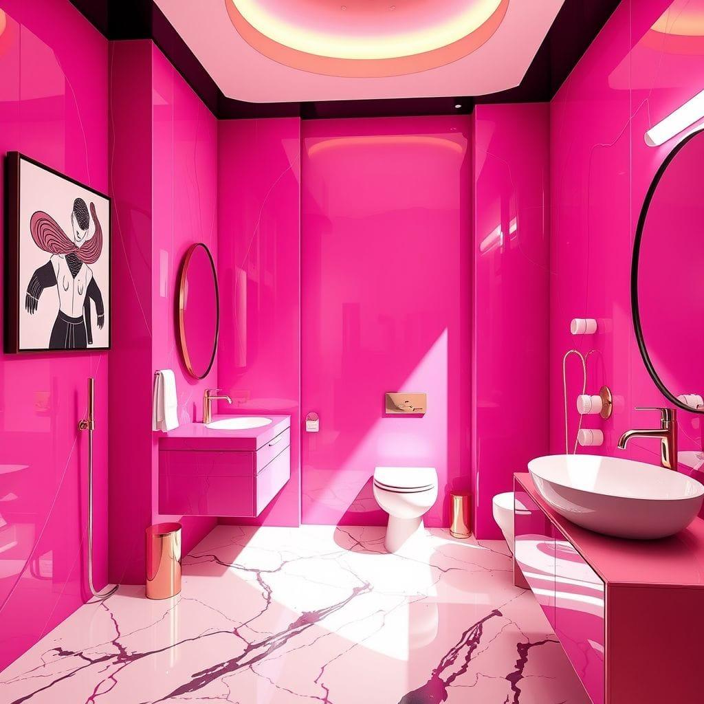 Hot Pink Hotel Bathroom design example 3