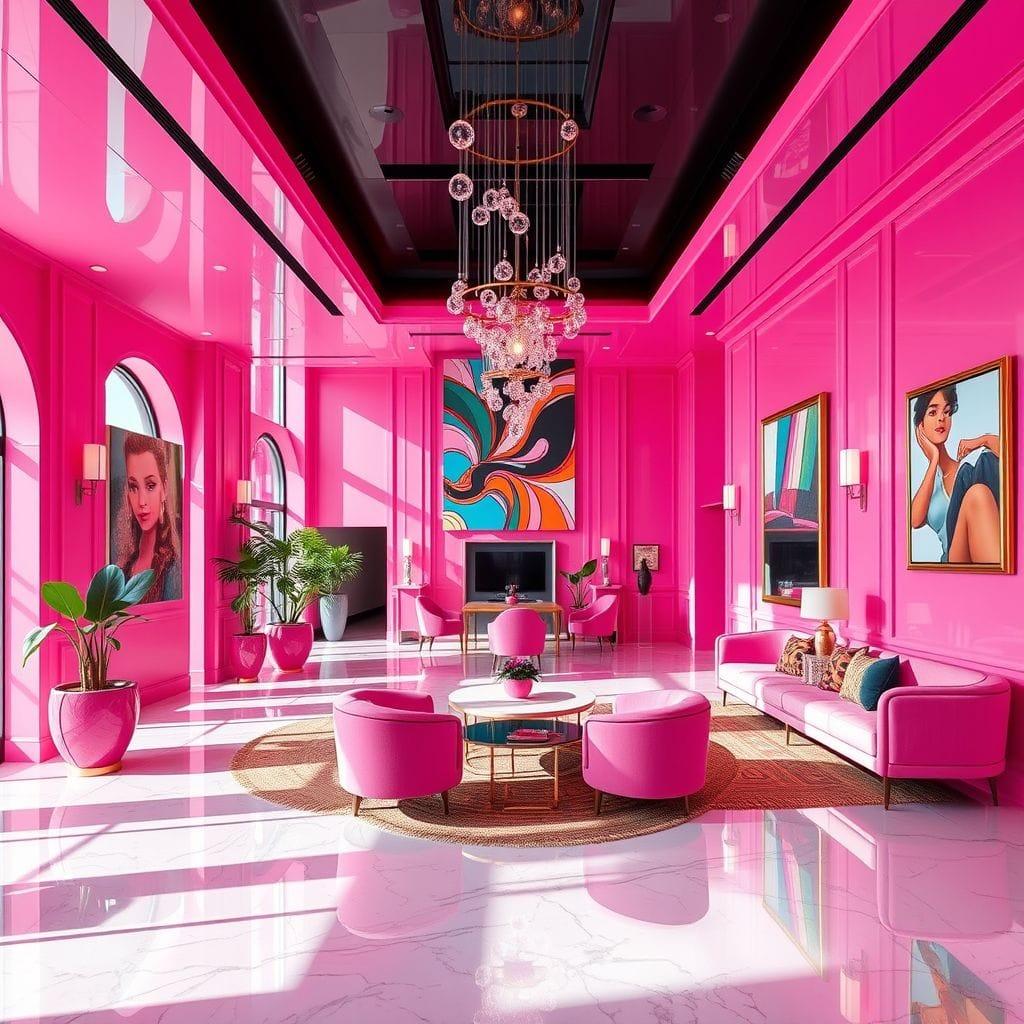 Hot Pink Hotel Lobby design example 2