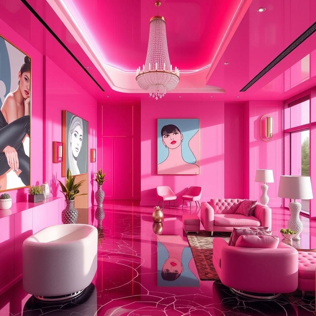 Hot Pink Hotel Lobby design example 4