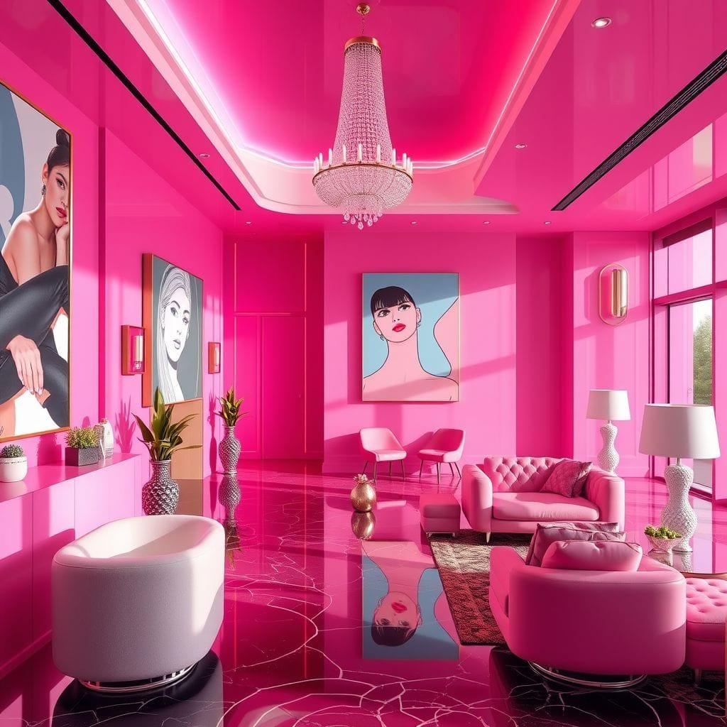Hot Pink Hotel Lobby design example 4