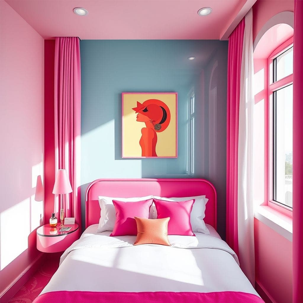 Hot Pink Hotel Room design example 1