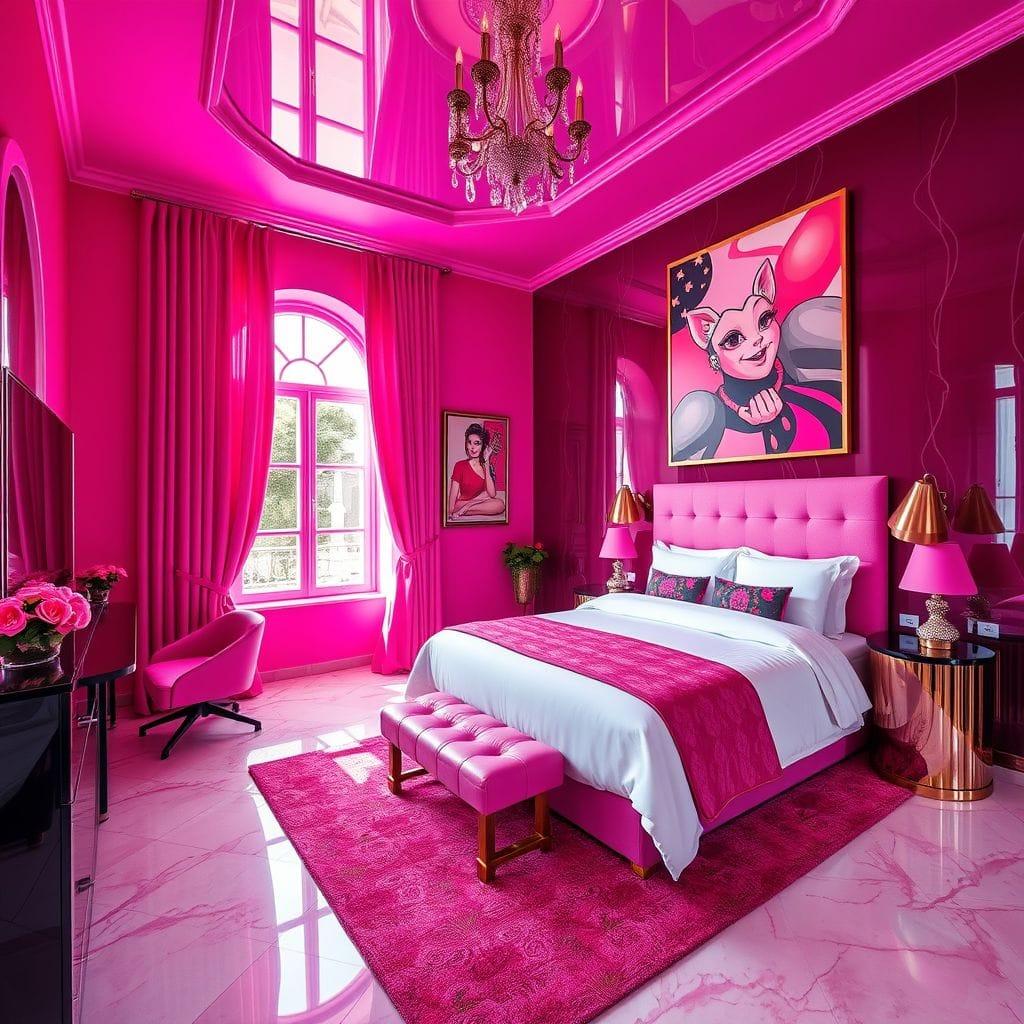 Hot Pink Hotel Room design example 2