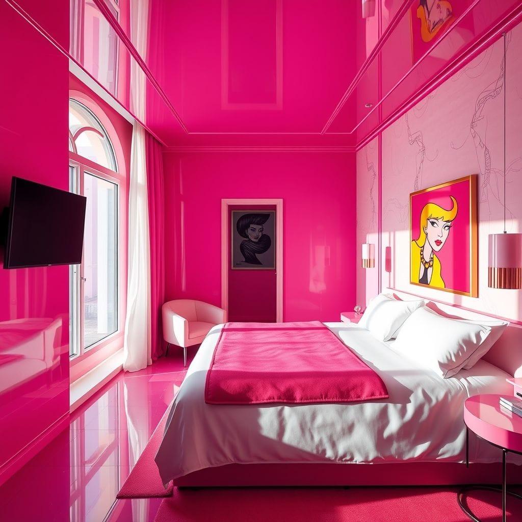 Hot Pink Hotel Room design example 3