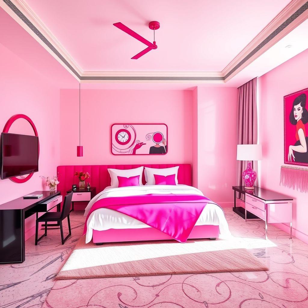 Hot Pink Hotel Room design example 4