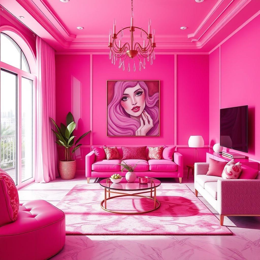 Hot Pink Living Room design example 1