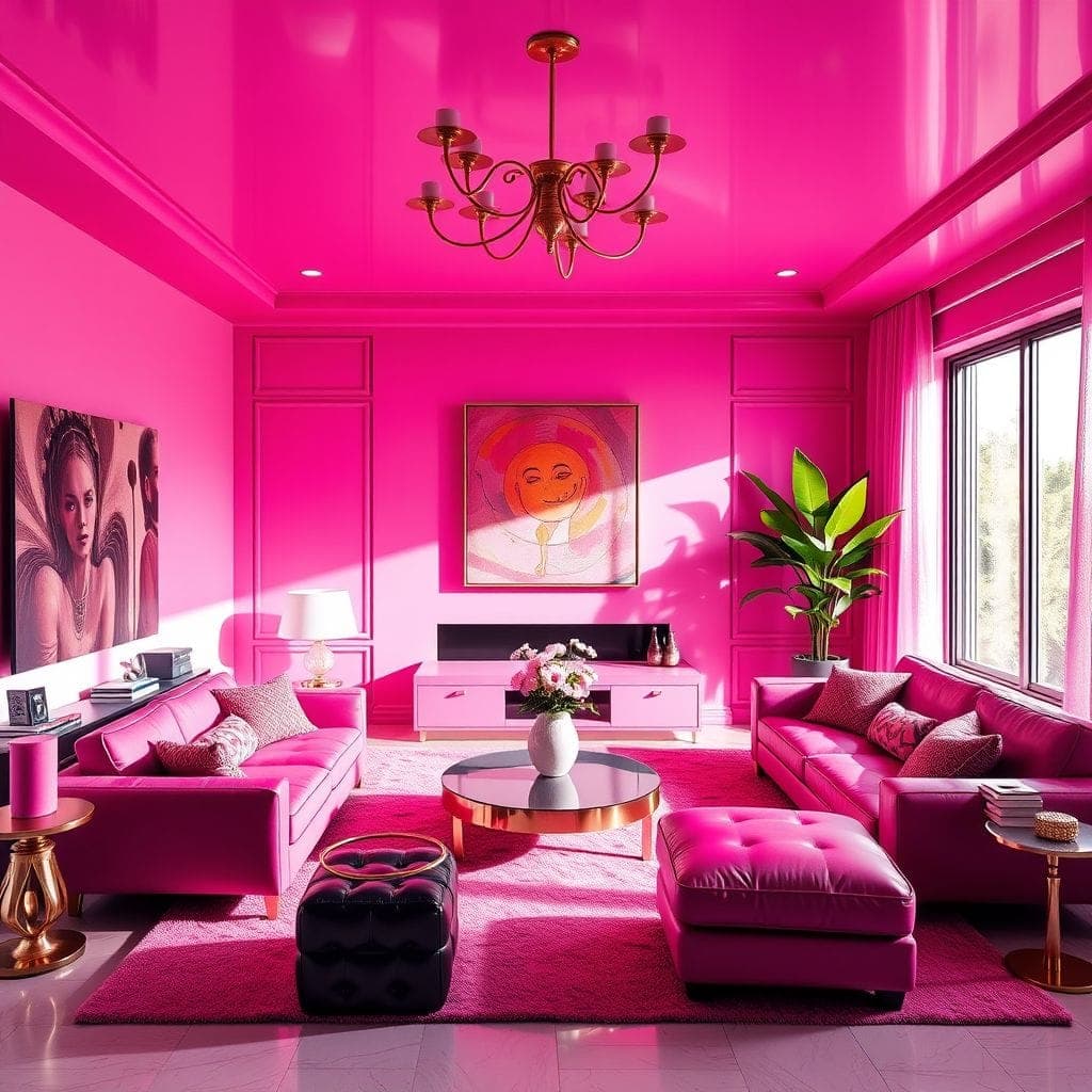 Hot Pink Living Room design example 2