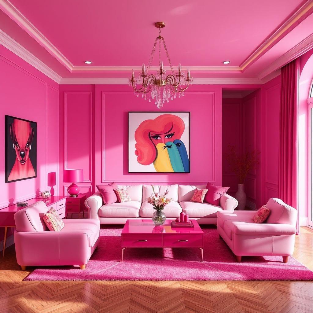 Hot Pink Living Room design example 3