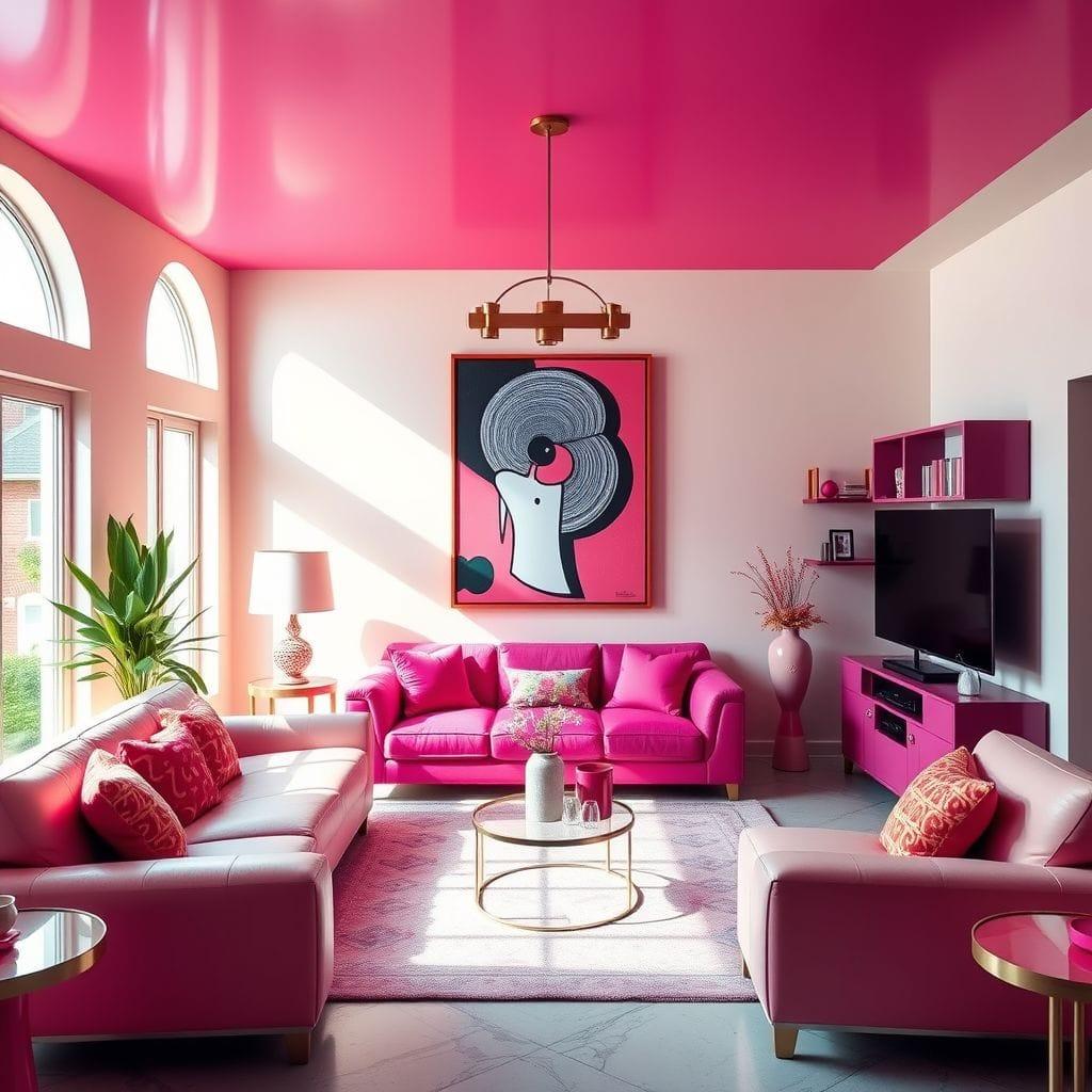 Hot Pink Living Room design example 4