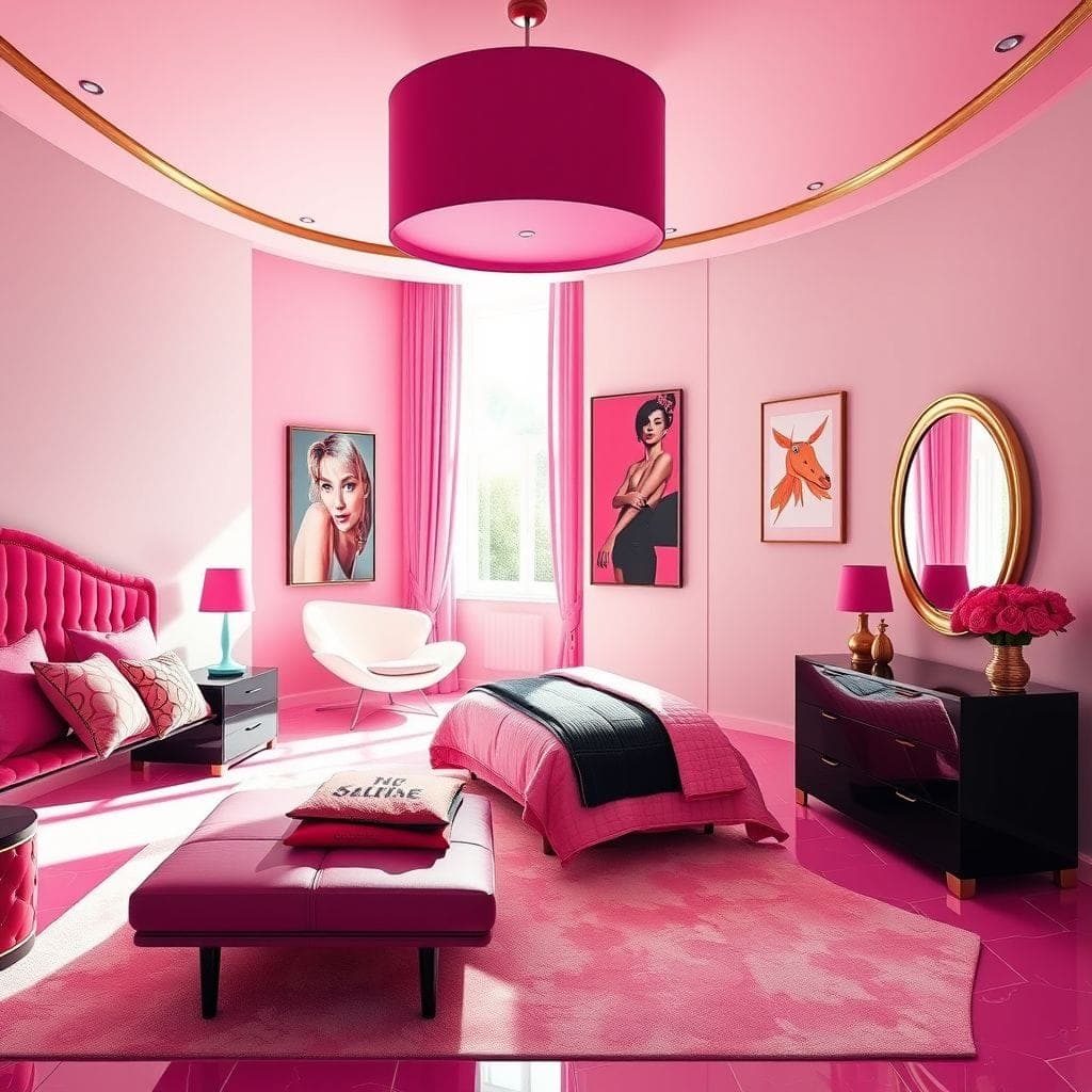 Hot Pink Master Bedroom design example 1
