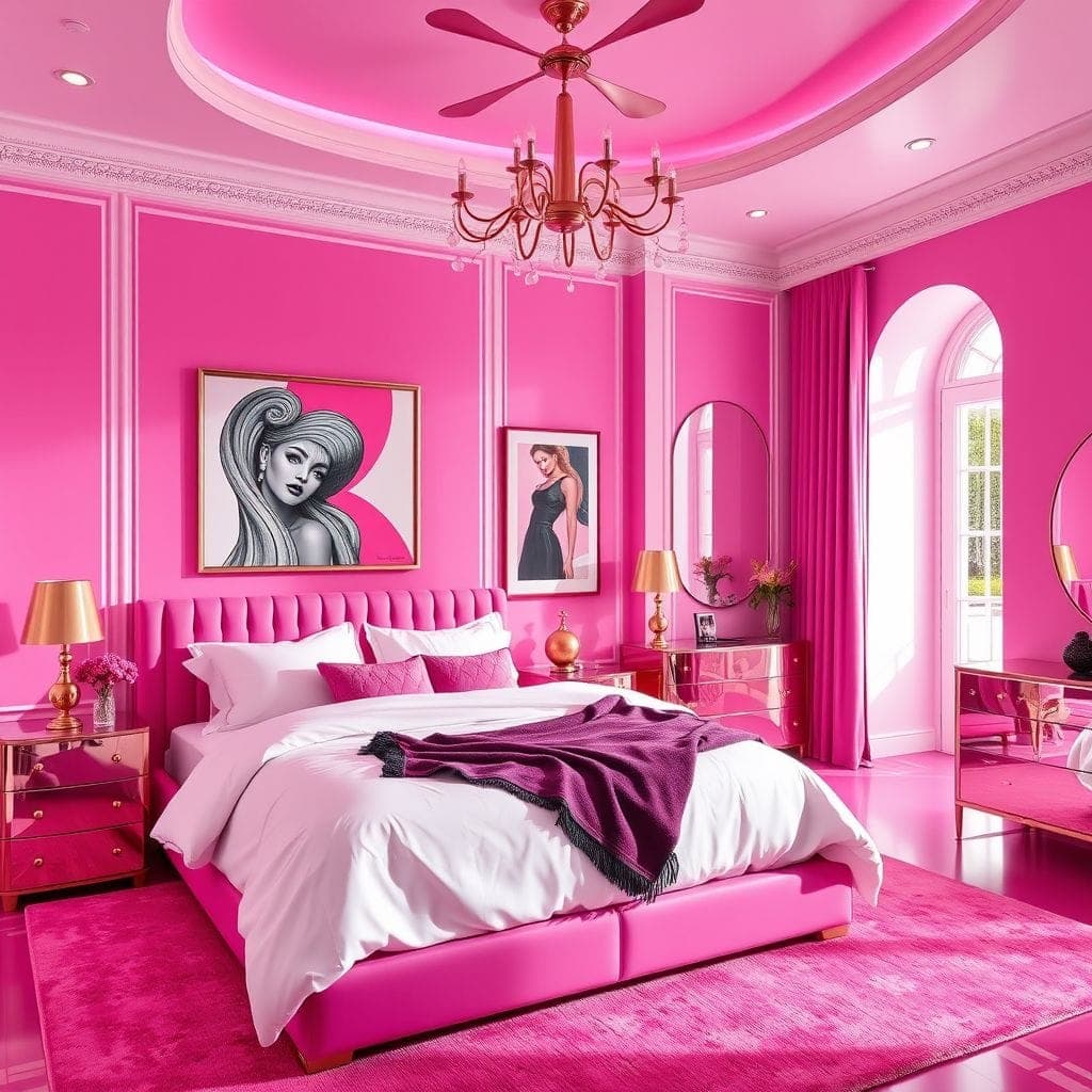 Hot Pink Master Bedroom design example 3