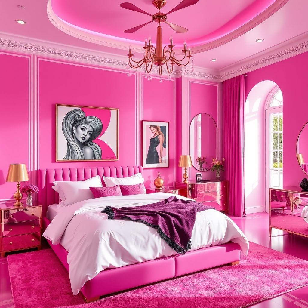 Hot Pink Master Bedroom design example 3