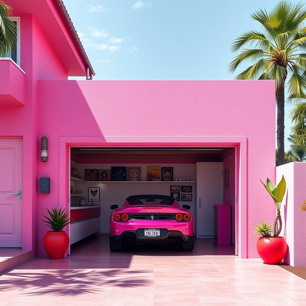Hot Pink Outdoor Garage design example 1