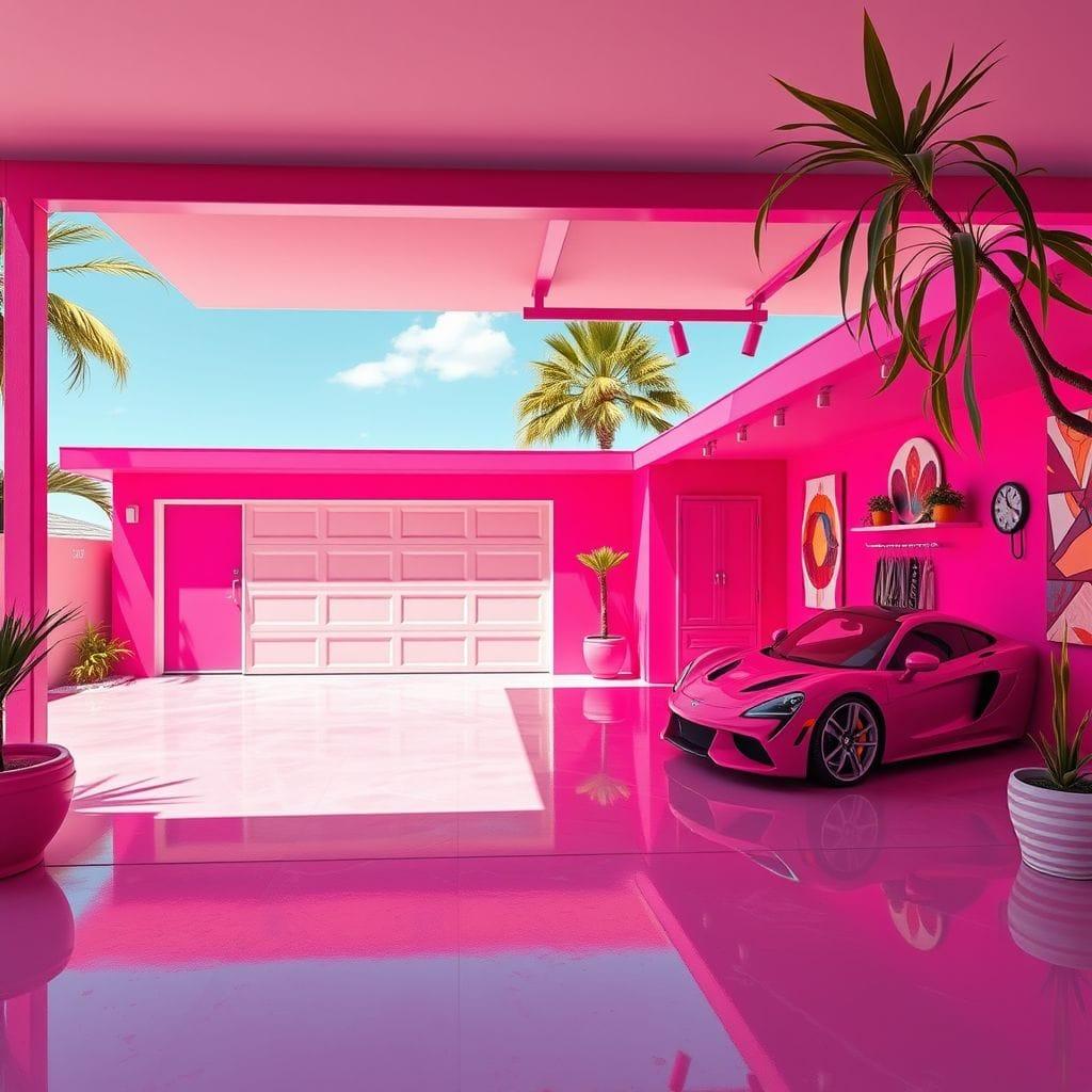 Hot Pink Outdoor Garage design example 2