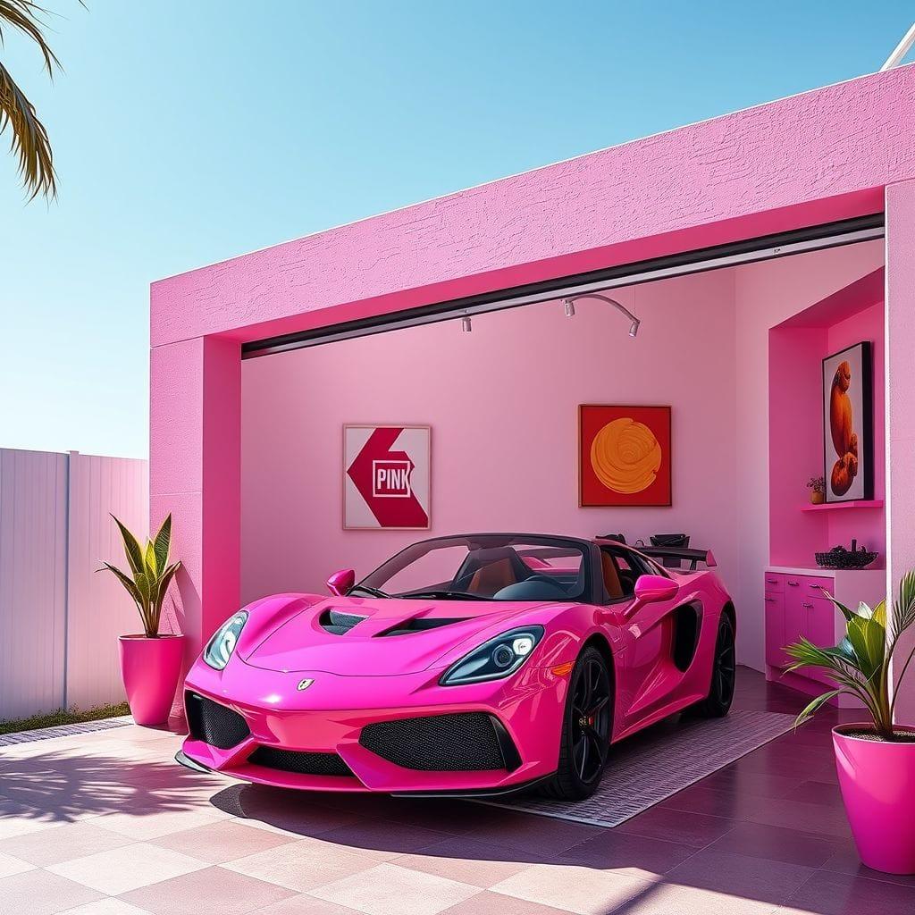 Hot Pink Outdoor Garage design example 4