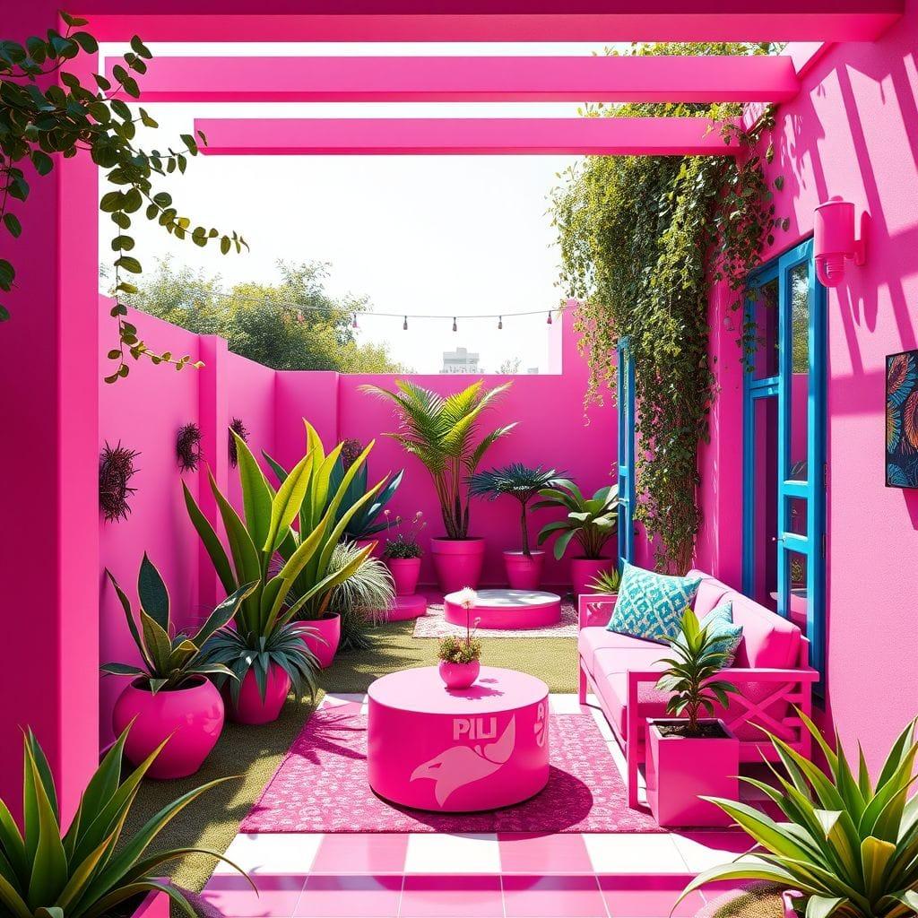 Hot Pink Outdoor Garden design example 4