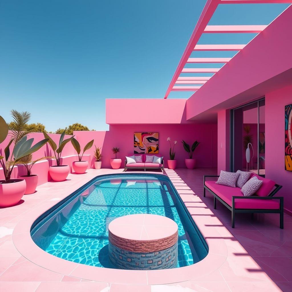 Hot Pink Outdoor Pool Area design example 2