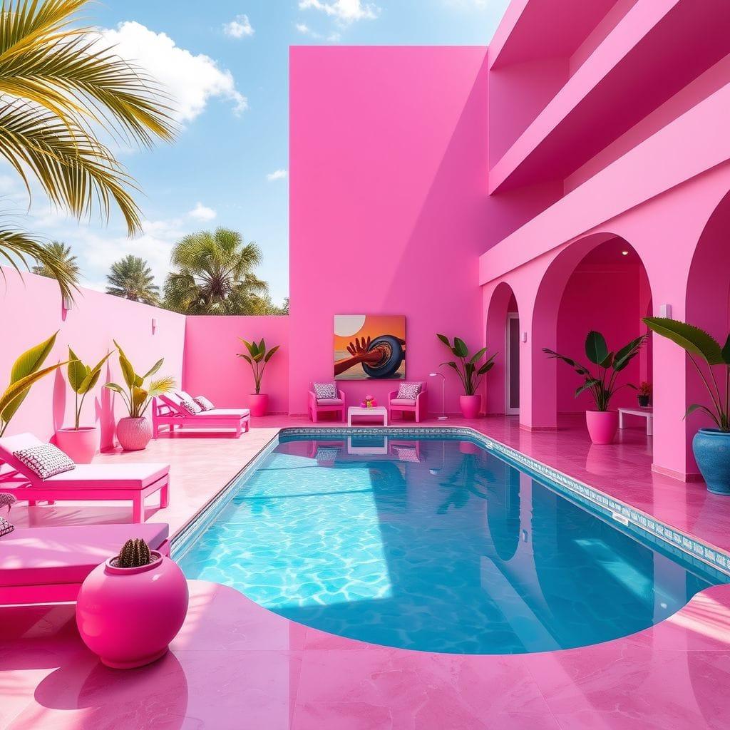 Hot Pink Outdoor Pool Area design example 3