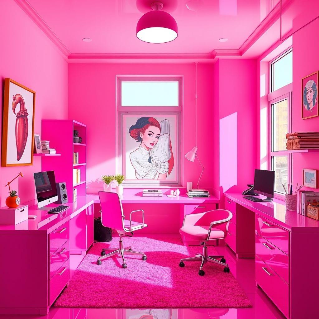Hot Pink Study Room design example 2