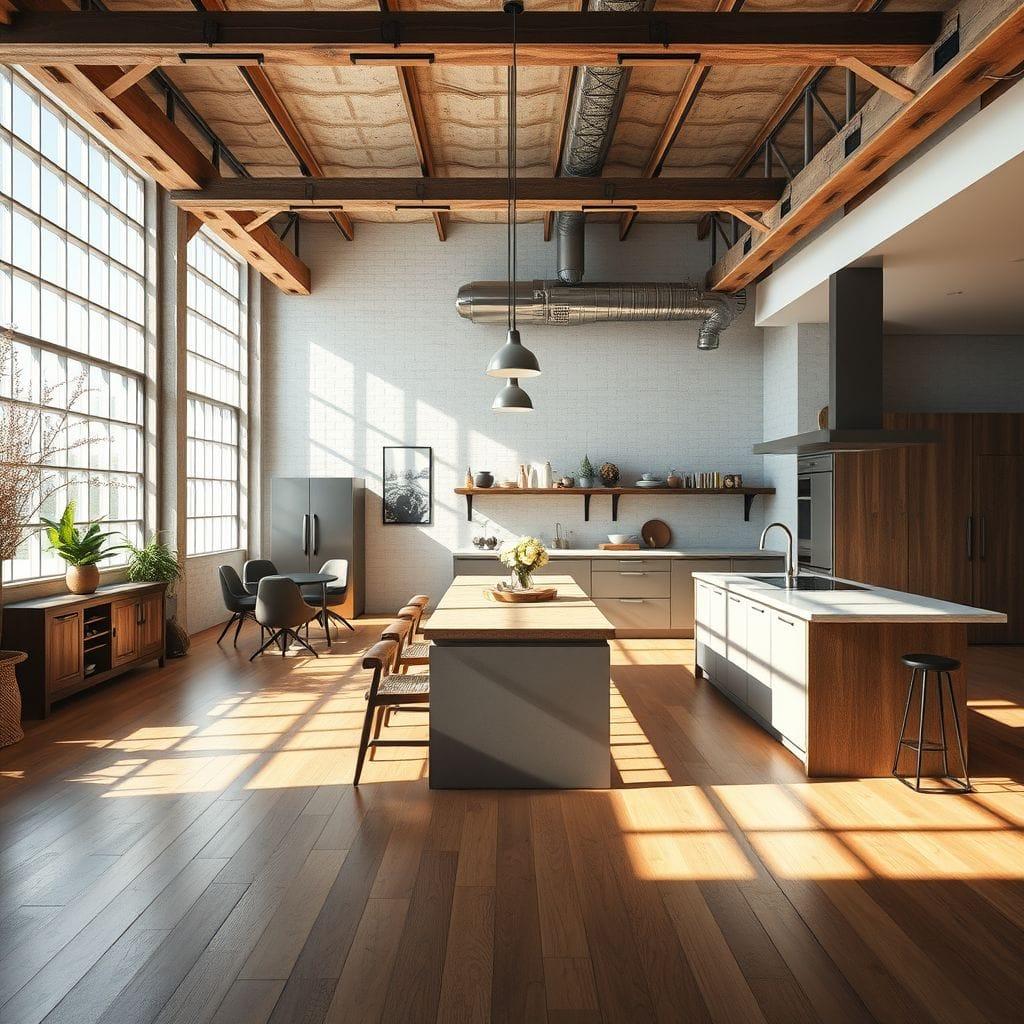 Industrial Kitchen Living Combo design example 1