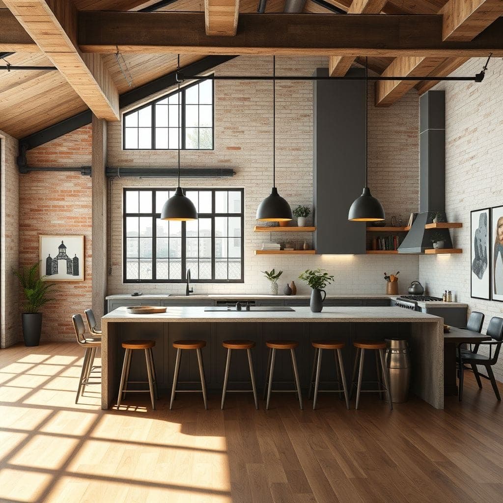 Industrial Kitchen Living Combo design example 2