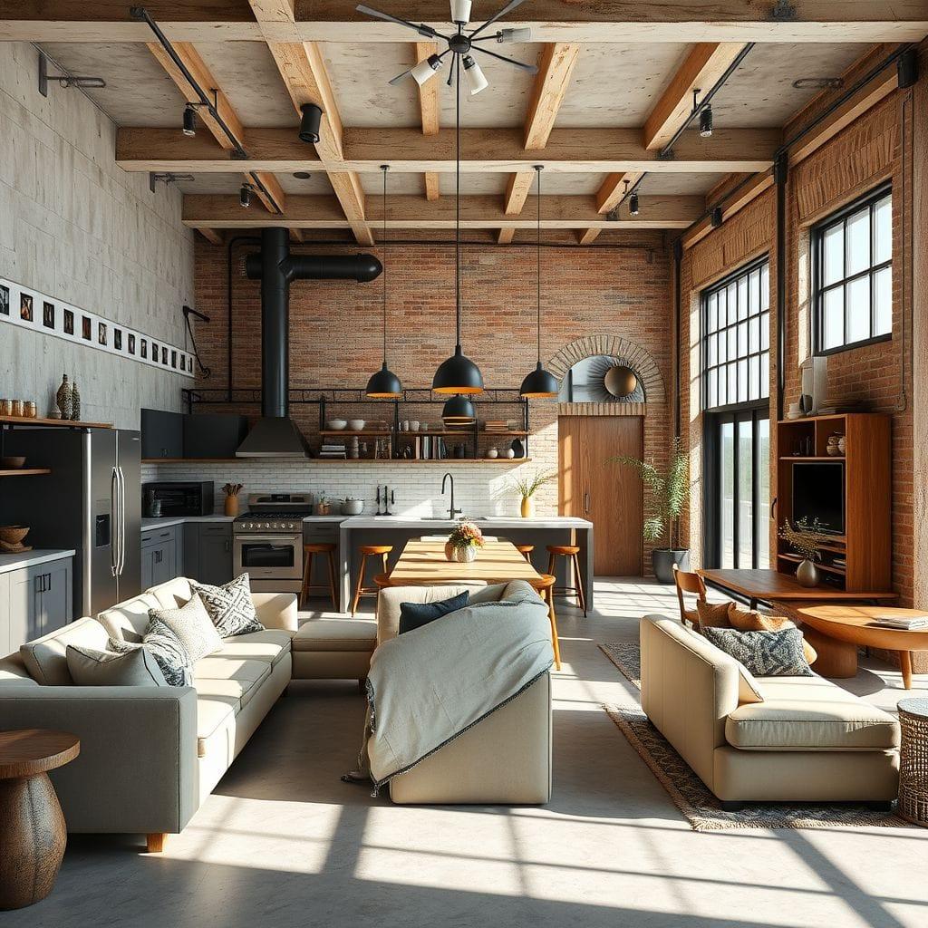 Industrial Kitchen Living Combo design example 4