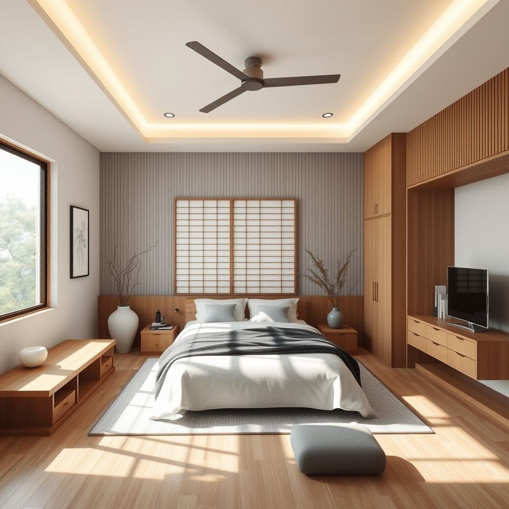Japandi Bedroom design example 1