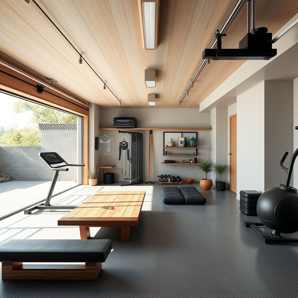 Japandi Garage Gym design example 1