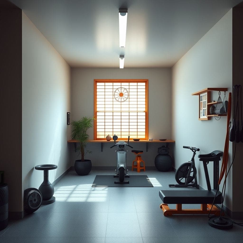 Japandi Garage Gym design example 3
