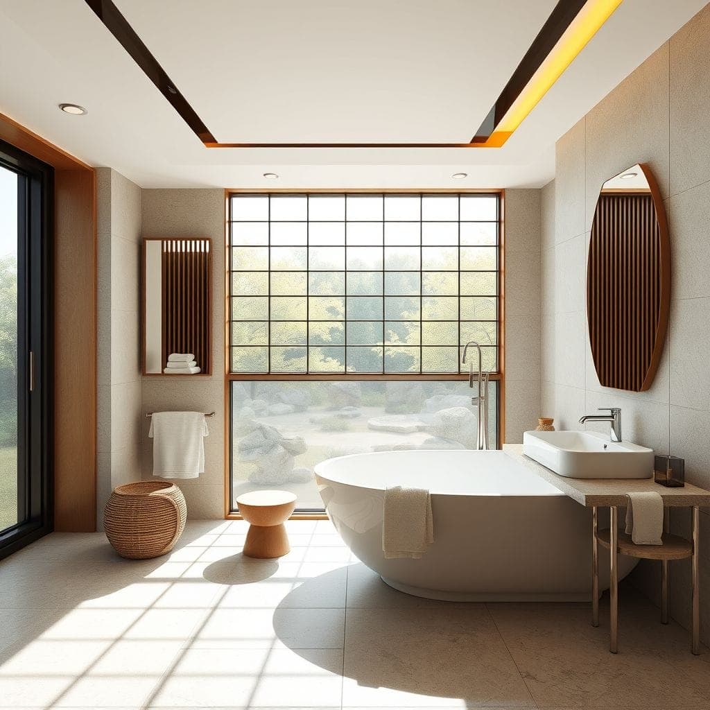 Japandi Hotel Bathroom design example 1