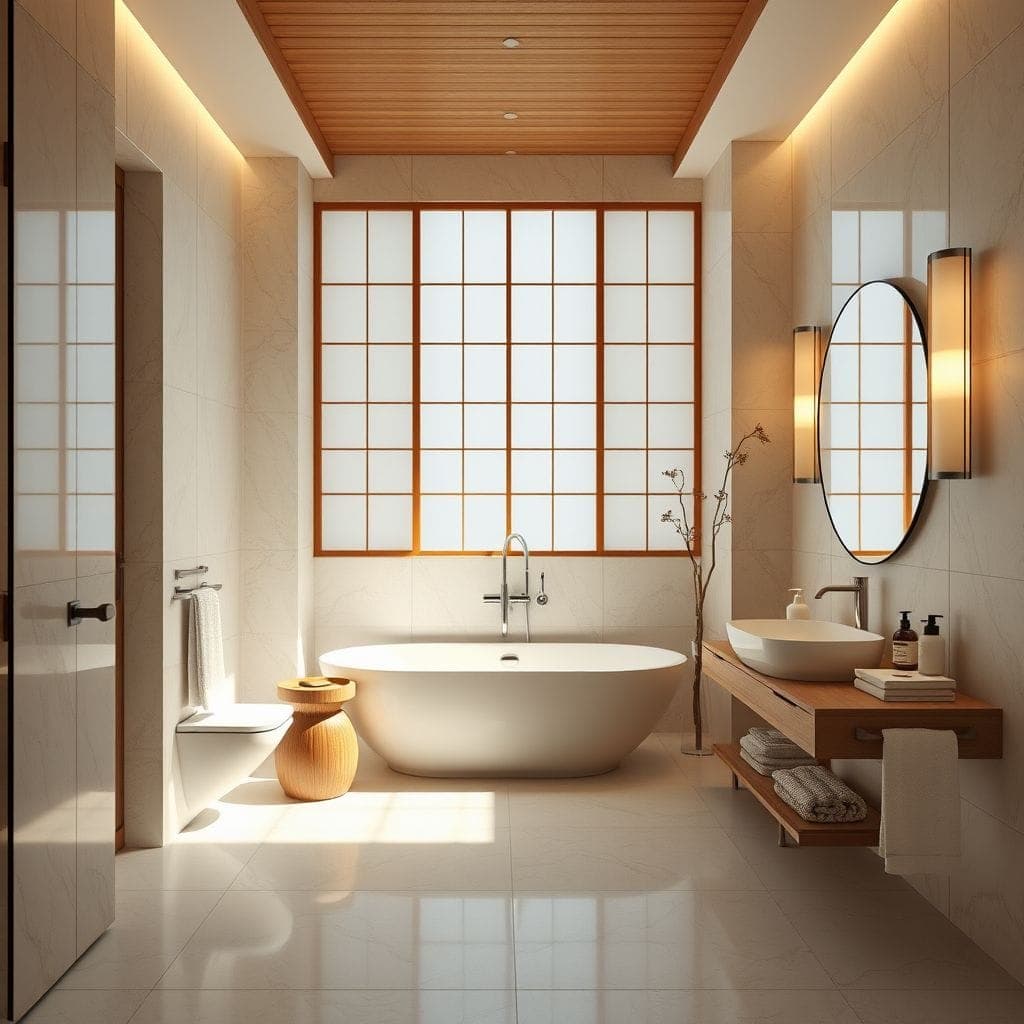 Japandi Hotel Bathroom design example 2