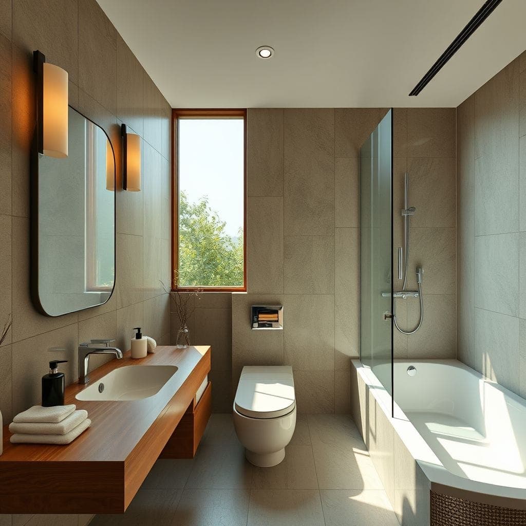 Japandi Hotel Bathroom design example 3