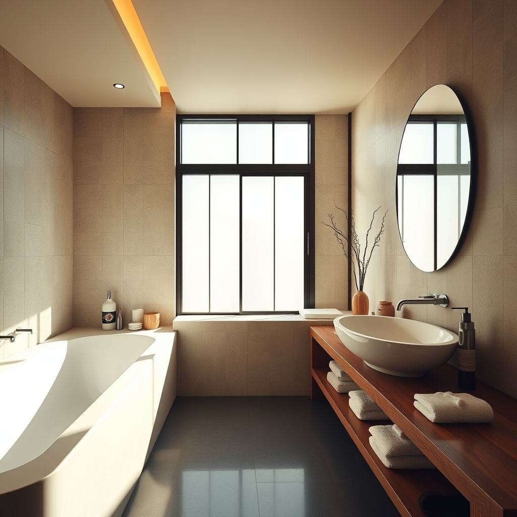 Japandi Hotel Bathroom design example 4