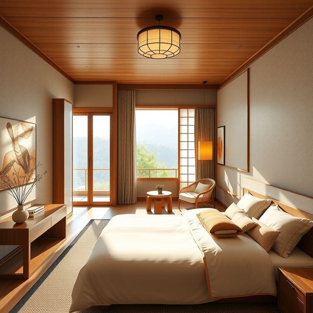 Japandi Hotel Room design example 1