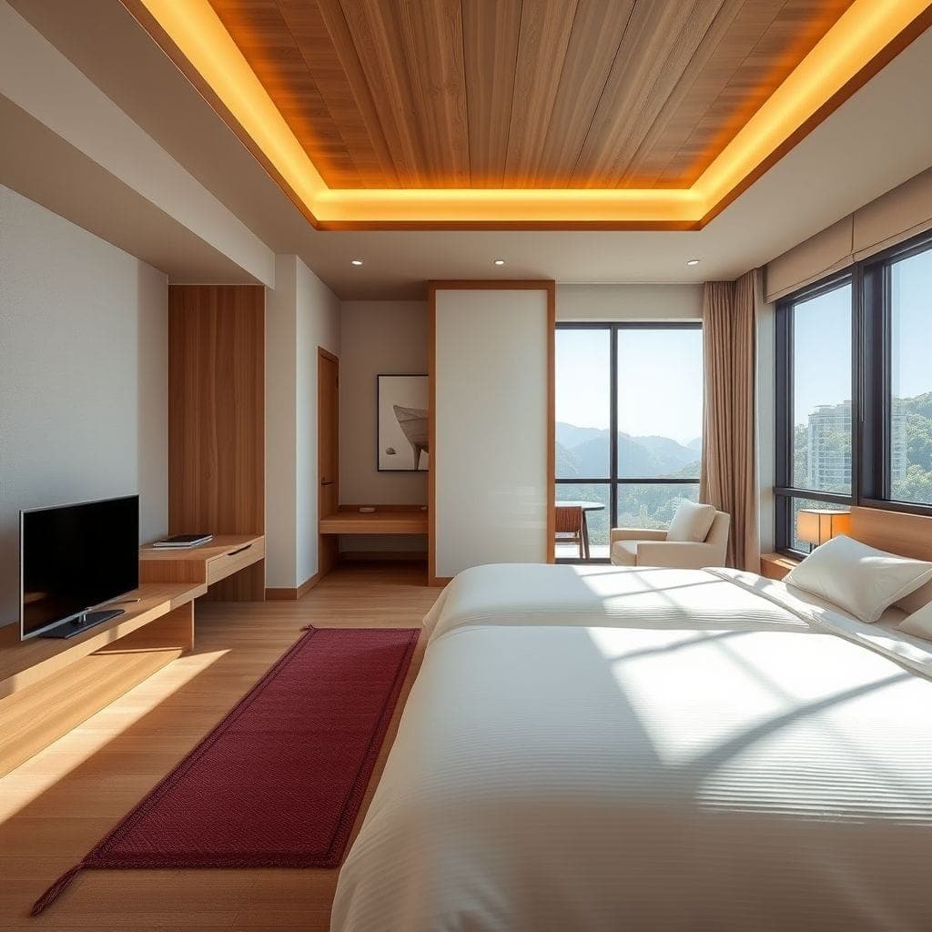 Japandi Hotel Room design example 3