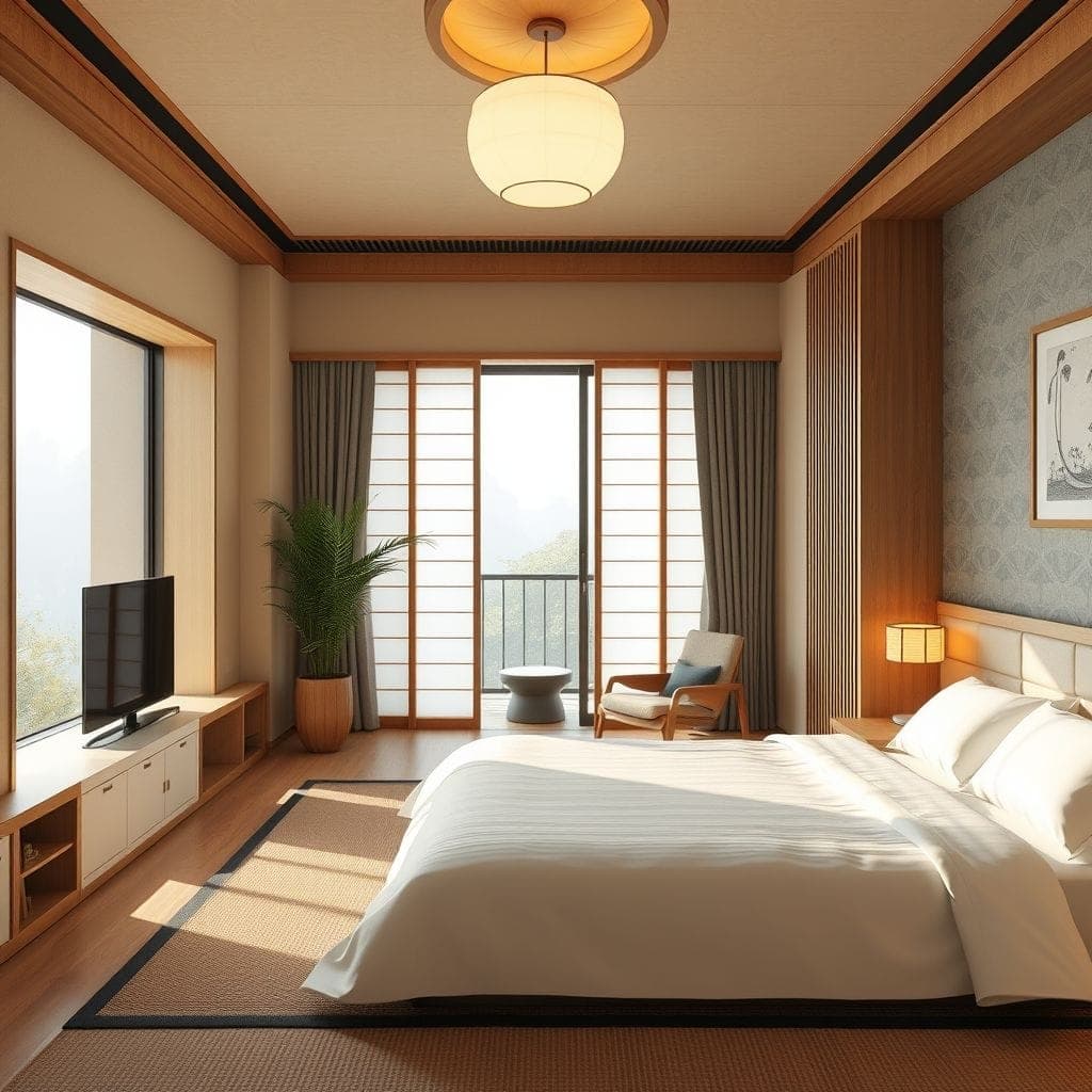 Japandi Hotel Room design example 4