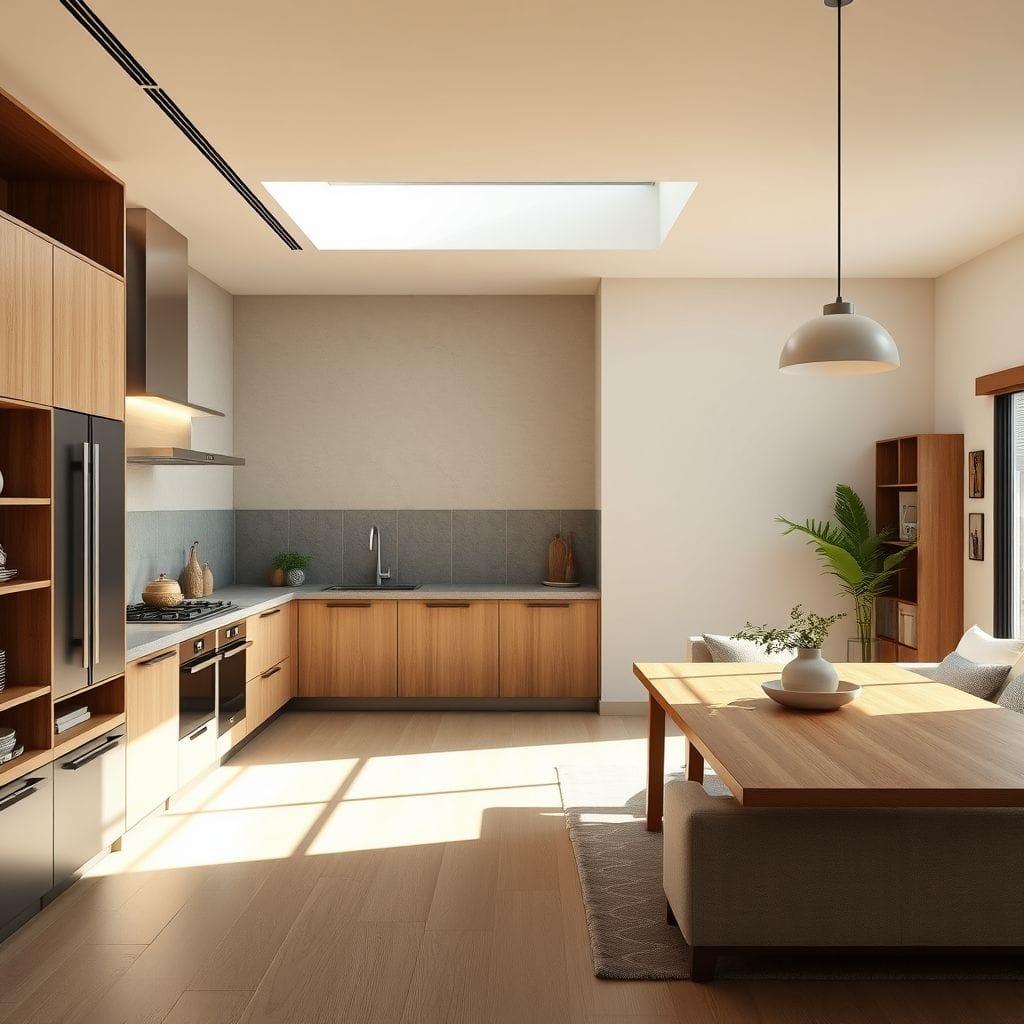 Japandi Kitchen Living Combo design example 2