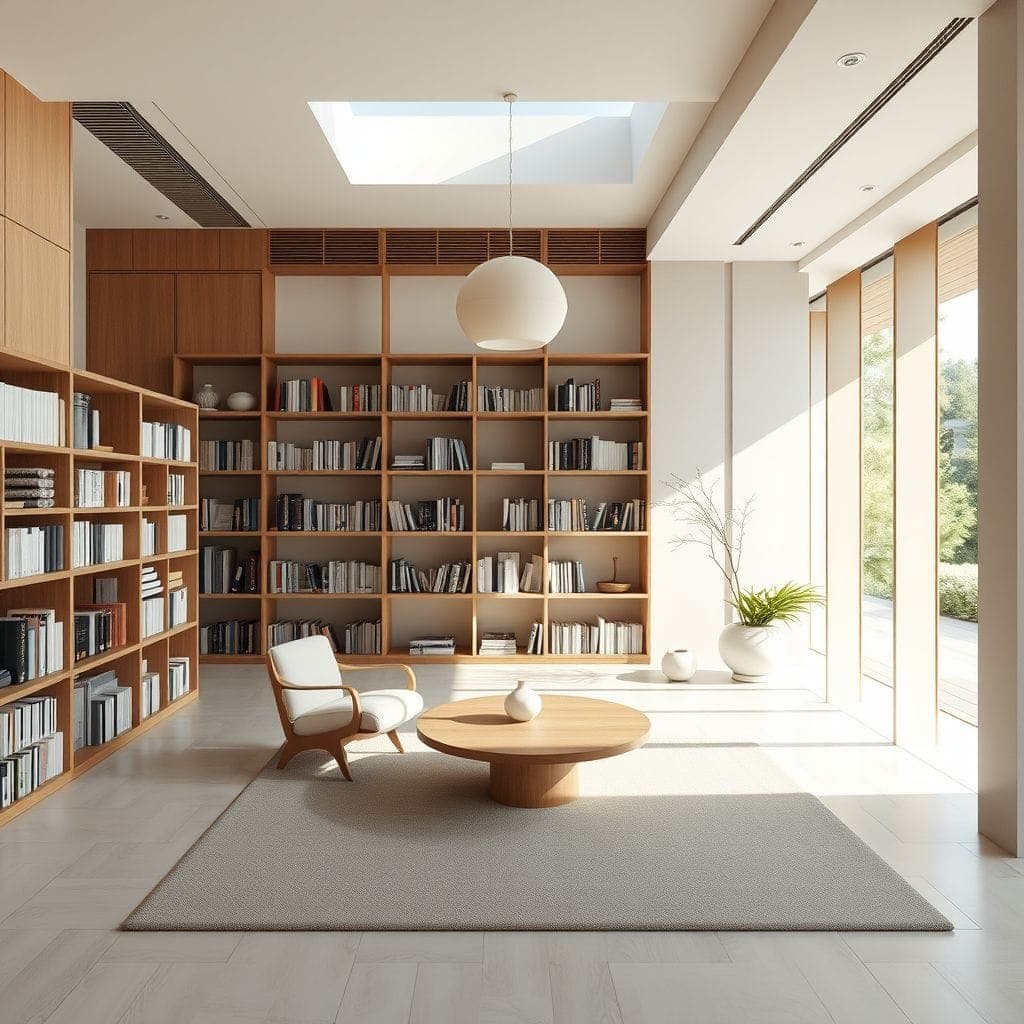Japandi Library design example 1
