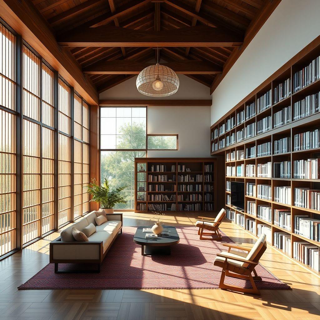 Japandi Library design example 3