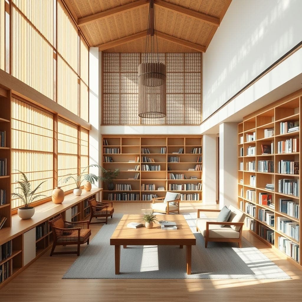 Japandi Library design example 4
