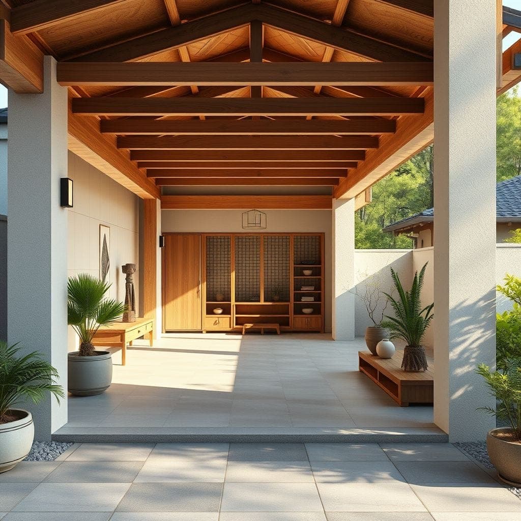 Japandi Outdoor Garage design example 1